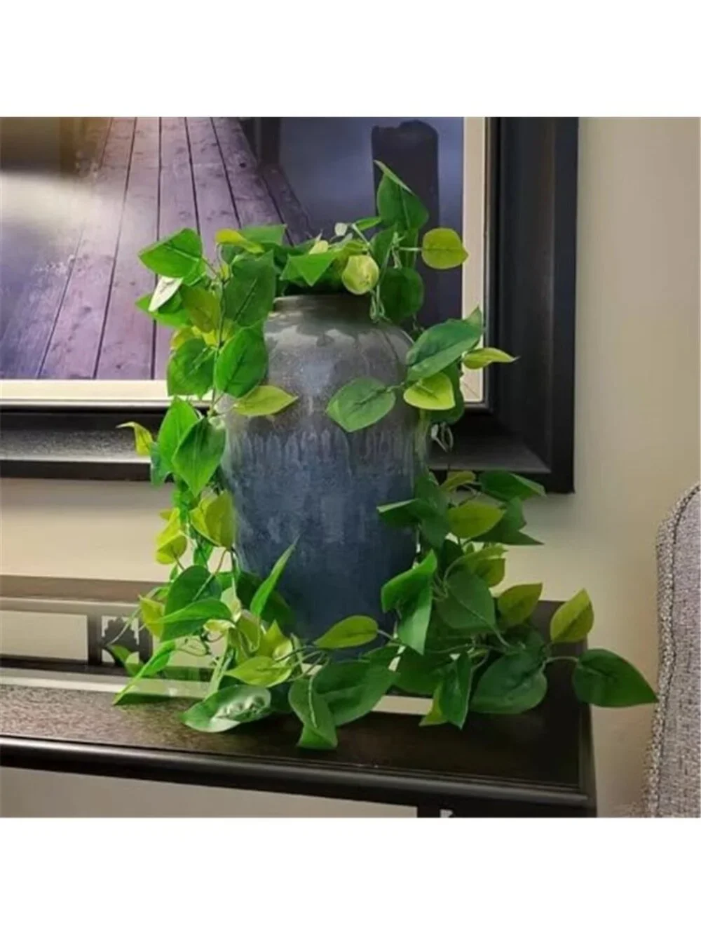Fake Hanging Pothos Vines Artificial Plants Wall Decor Indoor Greenery 2pc Set